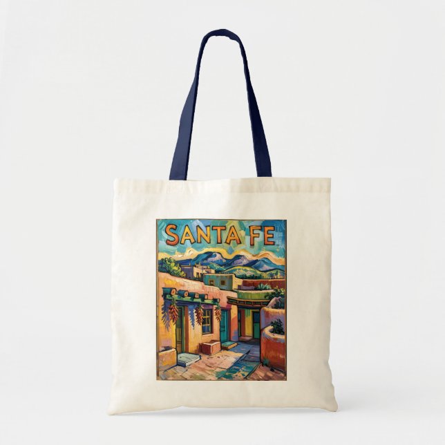 Santa Fe Adobe Homes Van Gogh Starry Night Style Tote Bag (Front)
