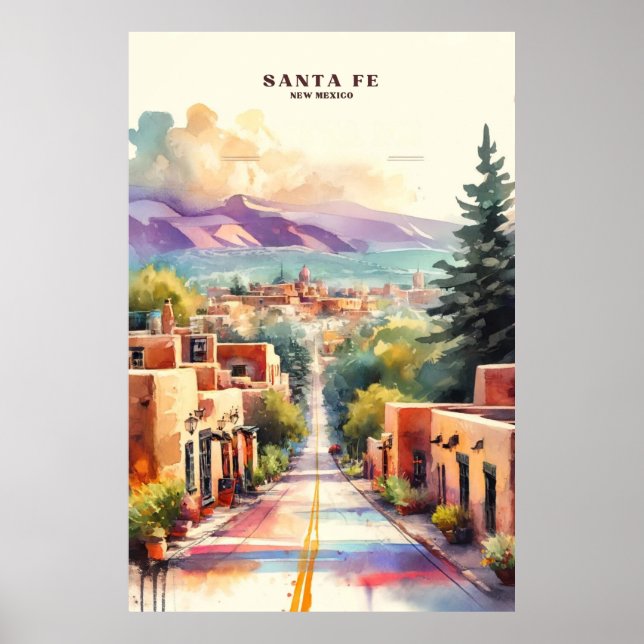 Santa fe Canyon Road Watercolor Poster (Front)