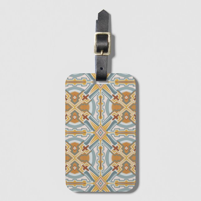Santa Fe Geometric Tile Pattern Luggage Tag (Front Vertical)