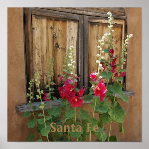 Santa Fe Holly Hock Flowers Poster