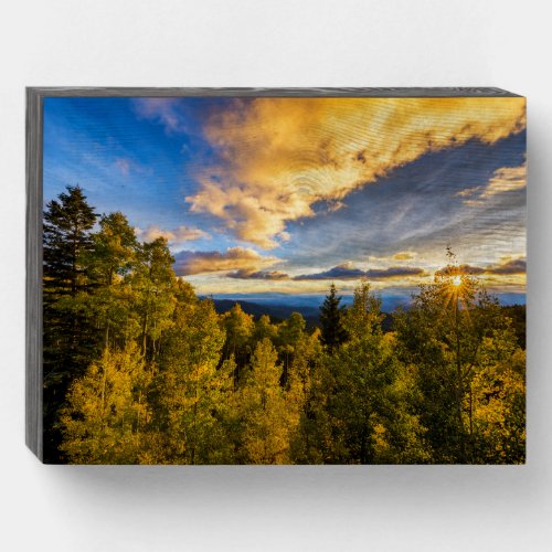 Santa Fe National Forest at Sunset in Autumn Wooden Box Sign