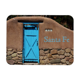 Santa Fe New Mexico Adobe and Blue Door Magnet