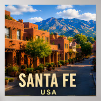 Santa Fe New Mexico Adobe Mountain Travel Gift