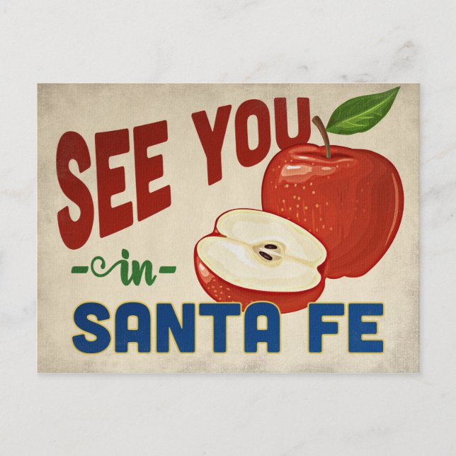 Santa Fe New Mexico Apple - Vintage Travel Postcard (Front)