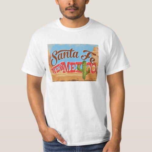 Santa Fe New Mexico Cartoon Desert Vintage Travel T_Shirt