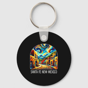 Santa Fe New Mexico - Expressionism Art - Keychain