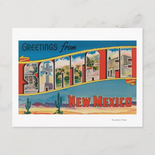 Santa Fe New Mexico _ Large Letter Scenes 2 Postcard