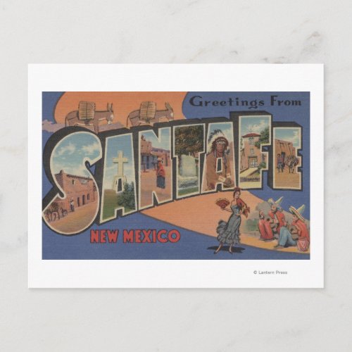 Santa Fe New Mexico _ Large Letter Scenes Postcard