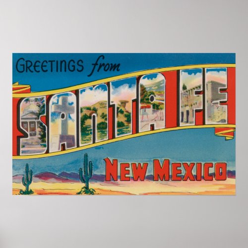 Santa Fe New Mexico _ Large Letter Scenes Poster