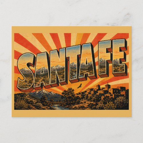 Santa Fe New Mexico Mountains Desert River Art Postcard