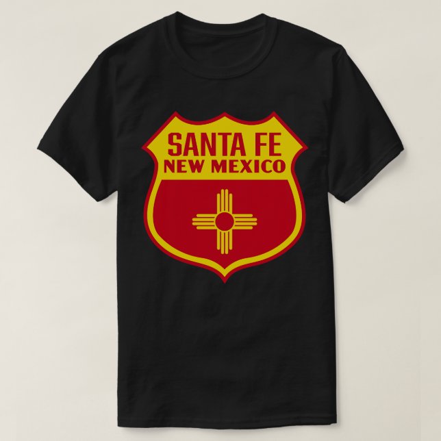 Santa Fe New Mexico Retro Flag Shield Yellow T-Shirt (Design Front)