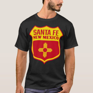 Santa Fe New Mexico Retro Flag Shield Yellow T-Shirt