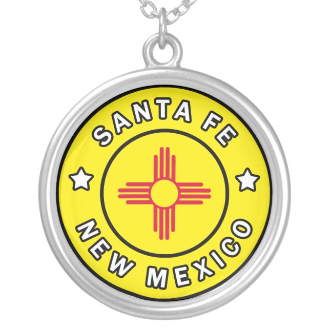 Santa Fe New Mexico Silver Plated Necklace (Front)