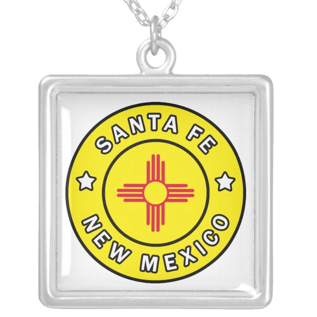 Santa Fe New Mexico Silver Plated Necklace (Front)
