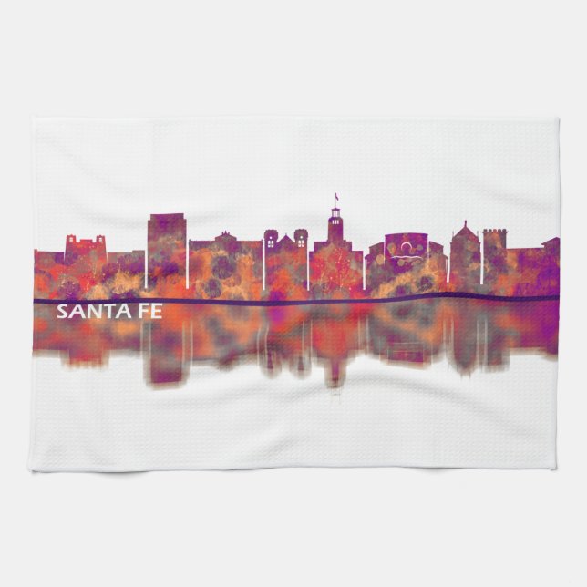 Santa Fe New Mexico Skyline Kitchen Towel (Horizontal)