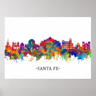 Santa Fe New Mexico Skyline Poster