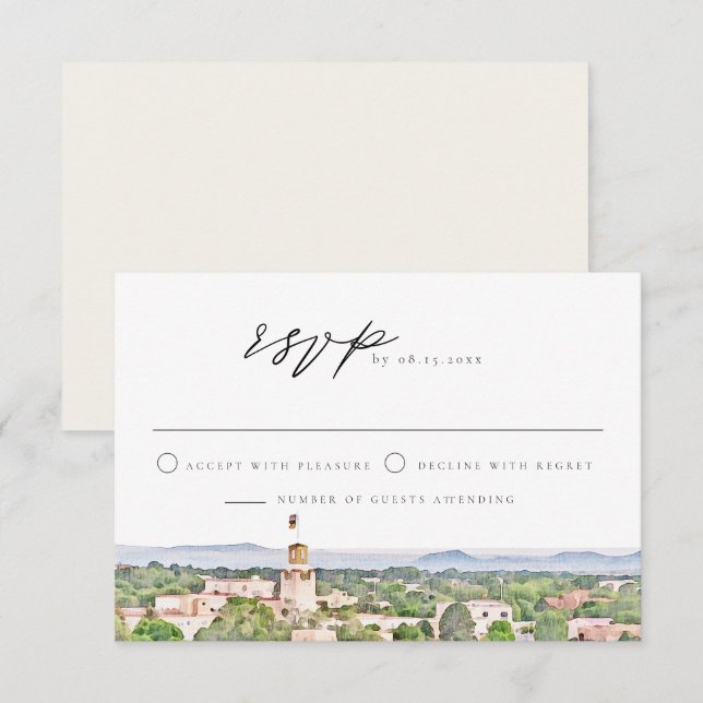 SANTA FE New Mexico Skyline Wedding RSVP Card (Front/Back)