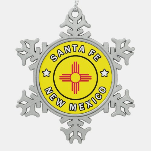 Santa Fe New Mexico Snowflake Pewter Christmas Ornament