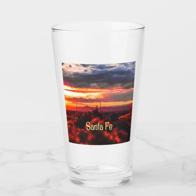 Santa Fe New Mexico Sun Set Glass (Front)