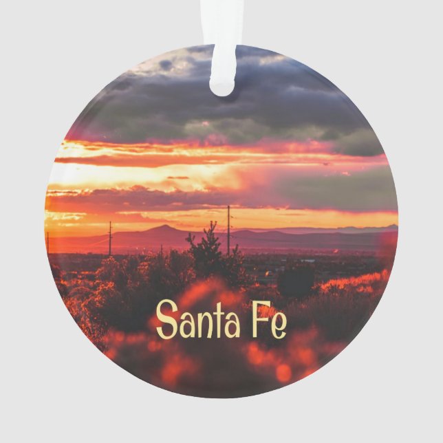 Santa Fe New Mexico Sun Set Ornament (Back)