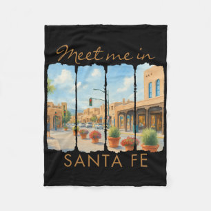 Santa Fe New Mexico Travel Brushstroke Meet Me In Fleece Blanket