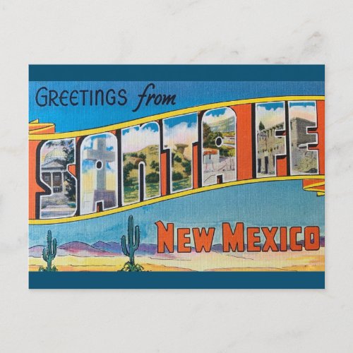 Santa  Fe New Mexico Vintage Art Postcard