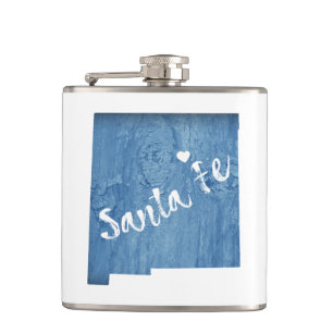 Santa Fe New Mexico Wood Grain Flask