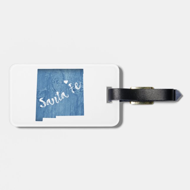Santa Fe New Mexico Wood Grain Luggage Tag (Back Horizontal)