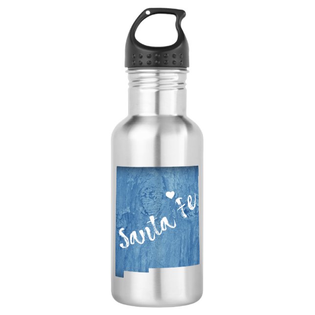 Santa Fe New Mexico Wood Grain Stainless Steel Water Bottle (Front)