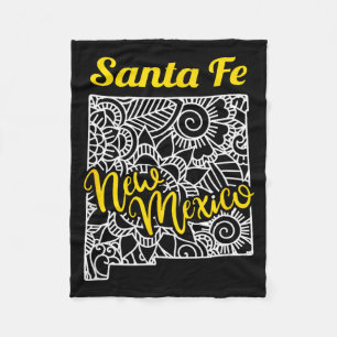 Santa Fe Nm - New Mexico City With Mandala Fleece Blanket