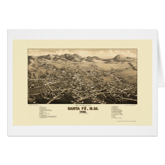 Santa Fe, NM Panoramic Map - 1882 Cards (Front Horizontal)