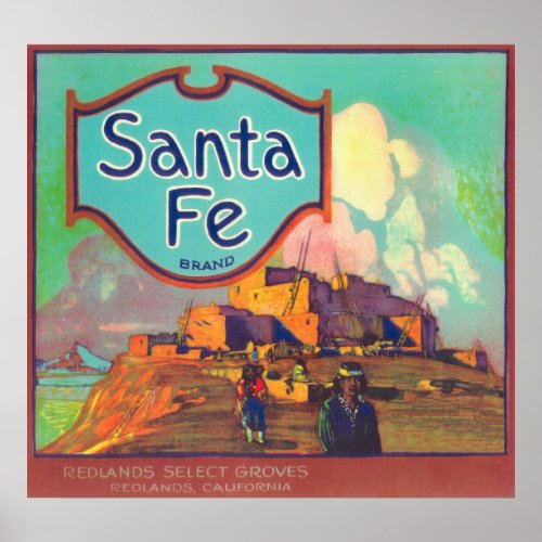 Santa Fe Orange LabelRedlands CA Poster