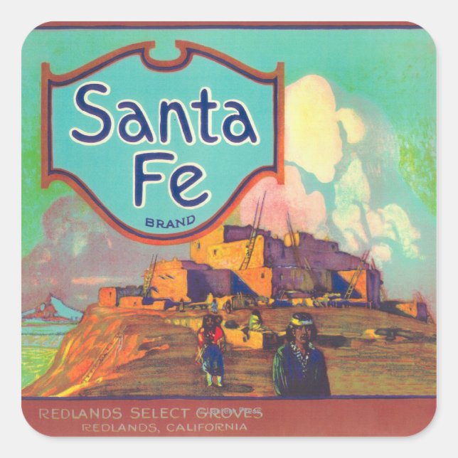 Santa Fe Orange LabelRedlands, CA Square Sticker (Front)