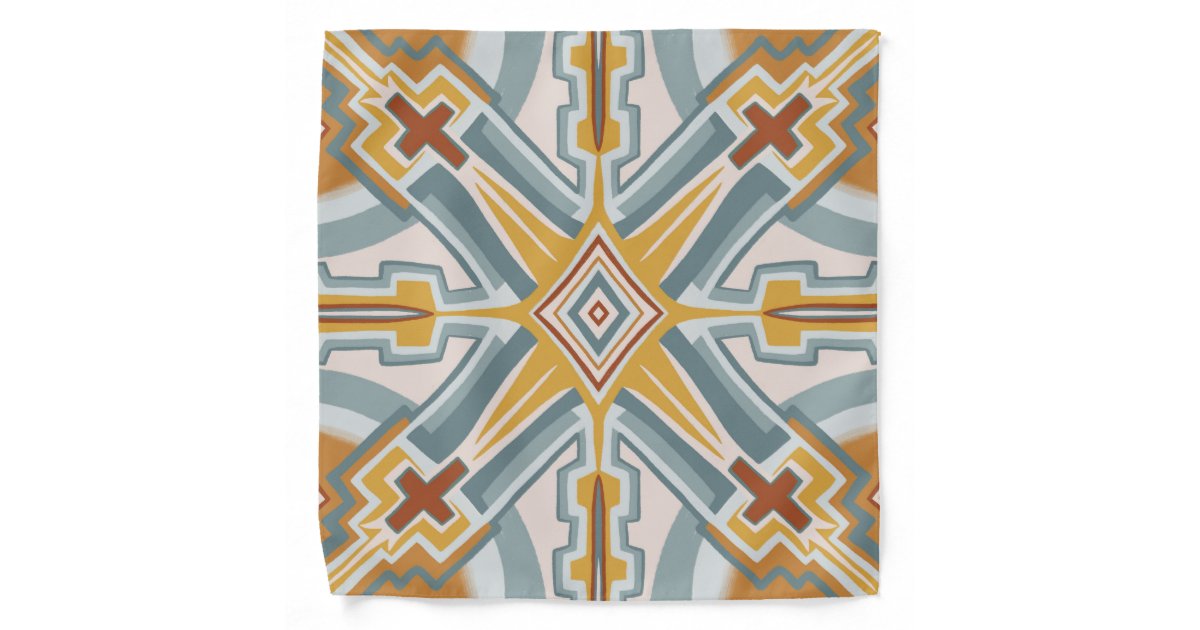 Santa Fe Pattern Hand Drawn Tile Bandana | Zazzle