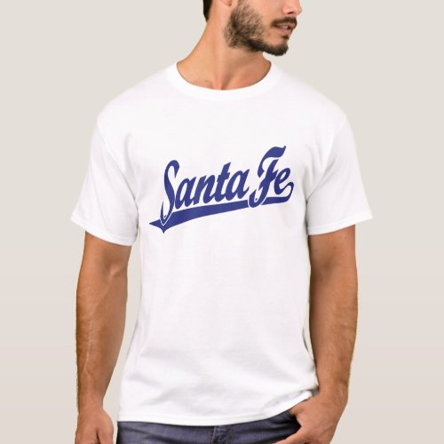 Santa Fe script logo in blue T_Shirt