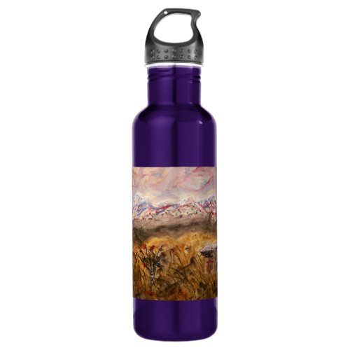 santa fe snow art water bottle