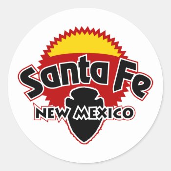 Santa Fe Sun Classic Round Sticker by TurnRight at Zazzle