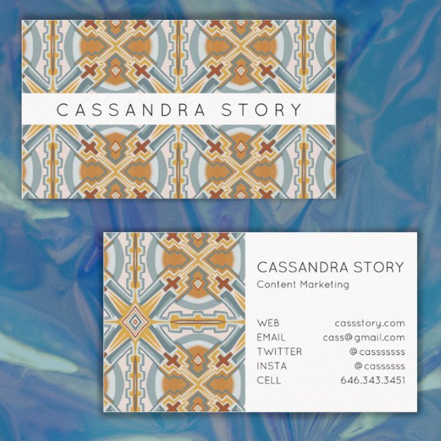 Santa Fe Tiles Earthy Boho Modern Pattern Business Card (Creator Uploaded)