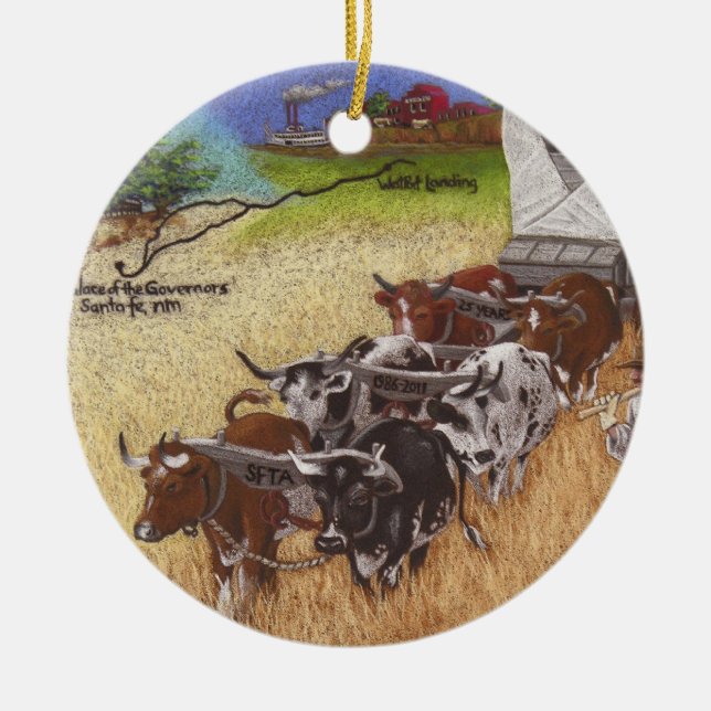 Santa Fe Trail Ceramic Ornament (Front)
