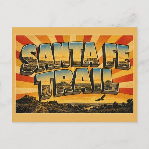 Santa Fe Trail Kansas Prairie Bluffs River Art Postcard