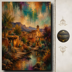 Santa Fe Village Decoupage Adobe Landscape Tissue Paper