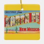 Santa Fe Vintage Greeting Ceramic Ornament<br><div class="desc">Colorful,  retro greetings postcard from Santa Fe.</div>