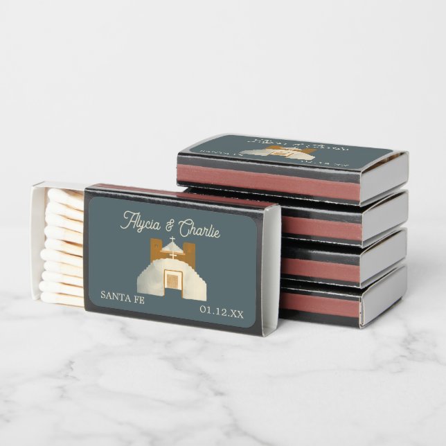 Santa Fe Wedding Matchbox Matchboxes (Stacked)
