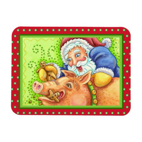 SANTA FEEDING CHRISTMAS HOG GINGERBREAD MAN Funny Magnet