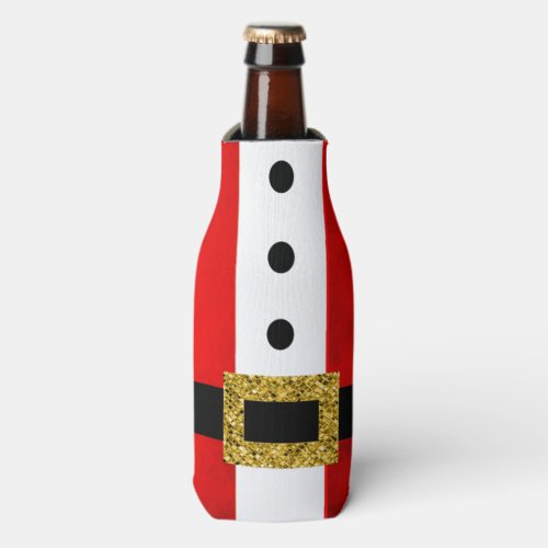 Santa Festive Christmas Holidays Personalized Name Bottle Cooler