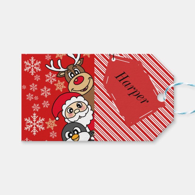 Santa Festive Friends  Gift Tags (Front (Horizontal))