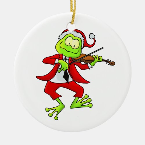 Santa Fiddle Frog Ornament