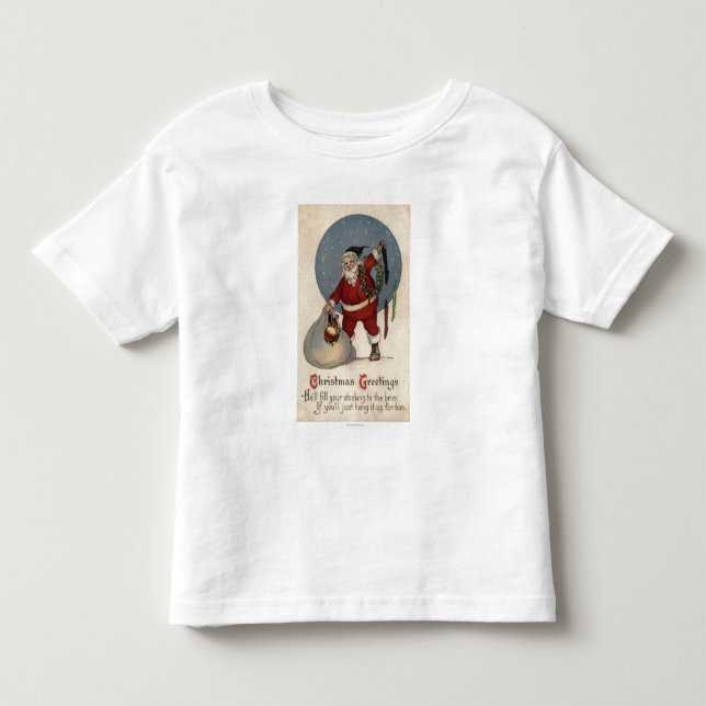 Santa Filling Stocking to the Brim Toddler T-shirt (Front)