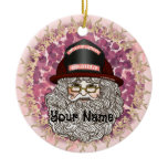 Santa Firefighter Ceramic Ornament