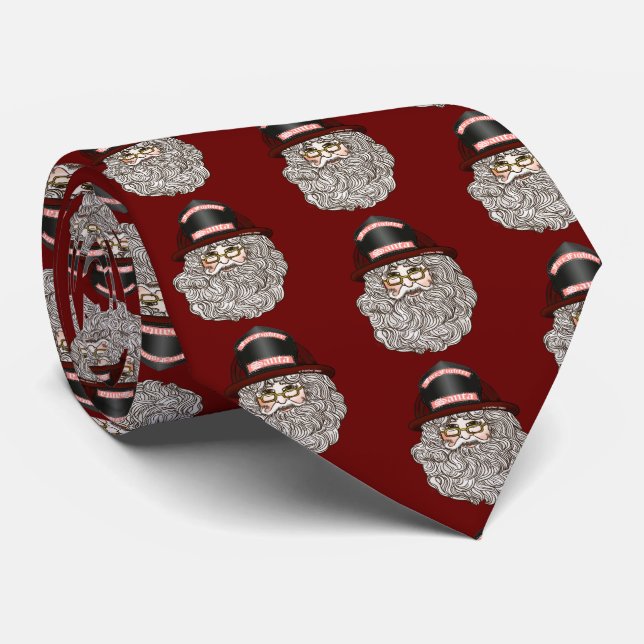 Santa Firefighter  Tie (Rolled)